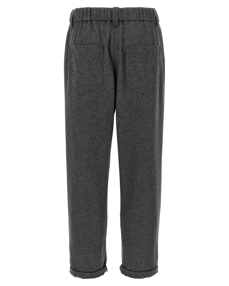 Brunello Cucinelli Women's Gray Virgin Wool Casual Pants Gray