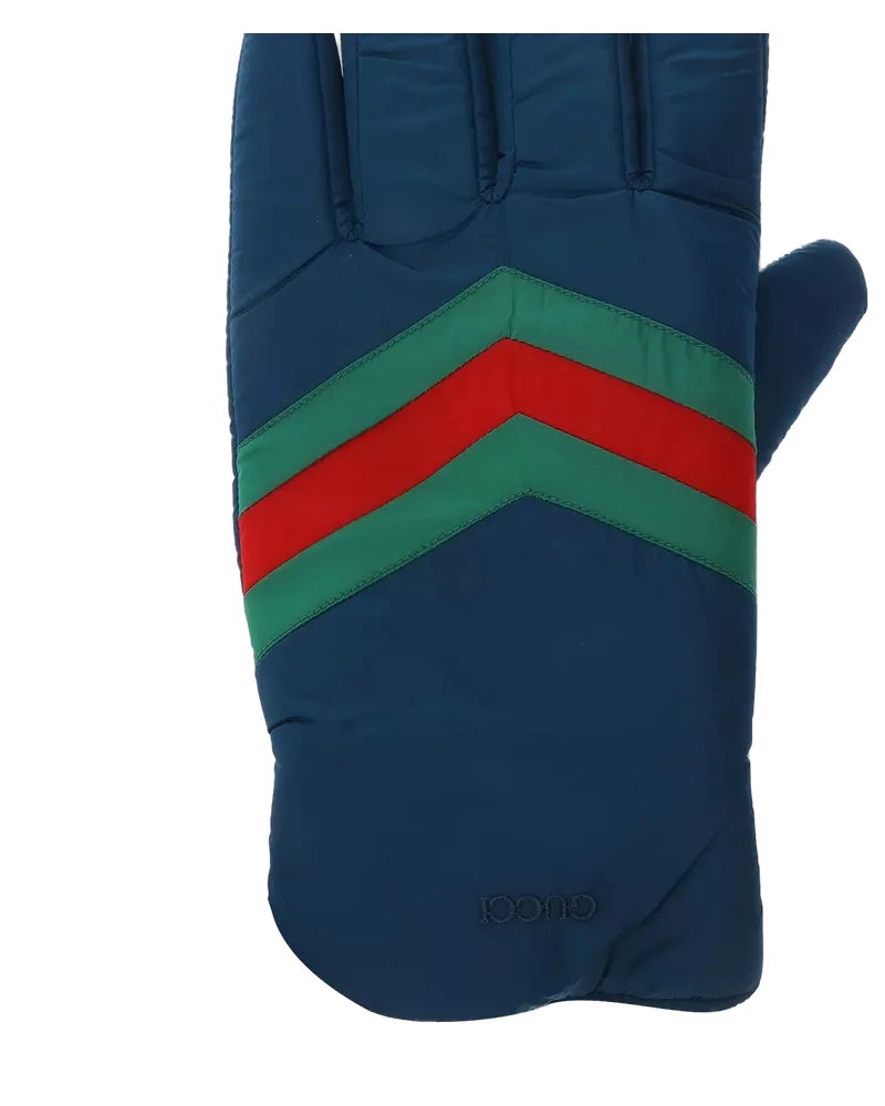 Gucci Women's Nastro Logo Gloves Beige Accessories Navy
