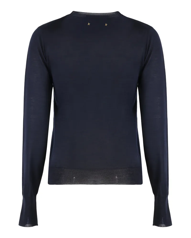 Golden Goose Women Round-Neck Virgin Wool Sweater Dark Blue Navy