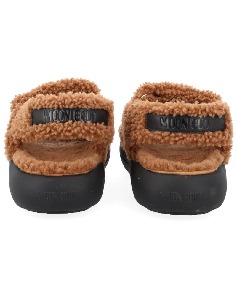 Moon Boot Shearling Sheep Leather Sandal — Brown Brown