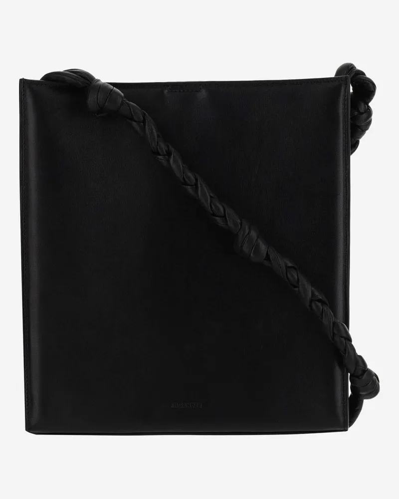 Jil Sander Women's Medium Tangle Bag Black Leather Satchels & Cross Body Black