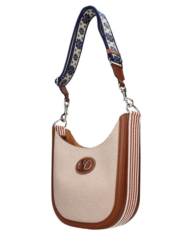 Valentino Garavani Men's Beige Fabric Crossbody Bag Beige