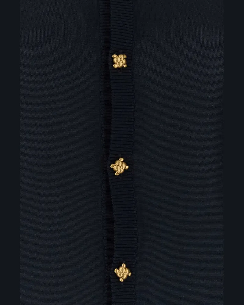 Bottega Veneta Silk-Knit with Gold Buttons Cardigan — Black Black