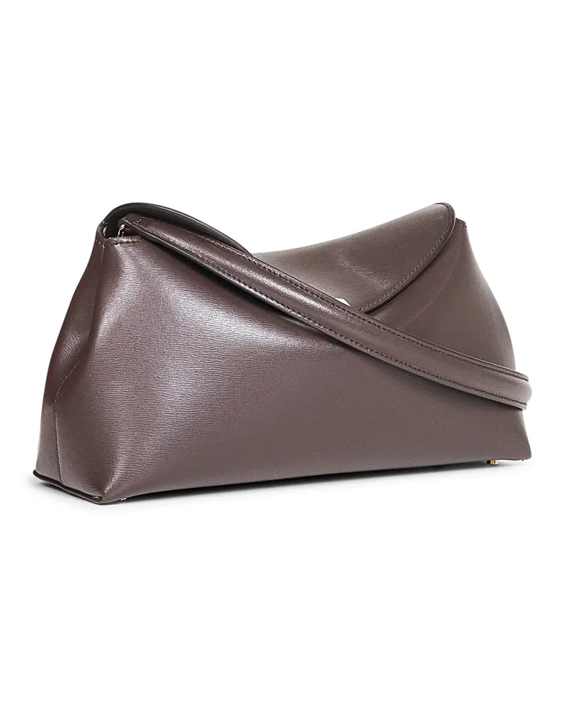Totême Women's Clutch Bag T-Lock Brown Leather Calf Handbags Hand Brown