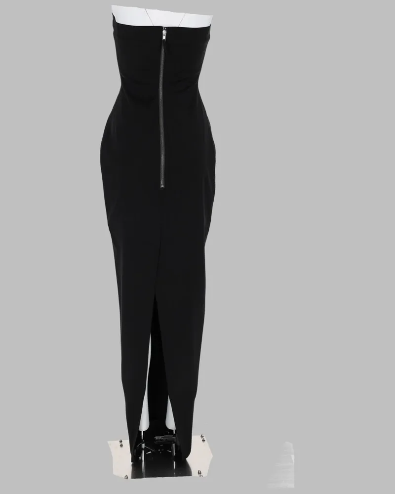 Rick Owens Women's Long Bustier Gown Black Wool Blend New Black