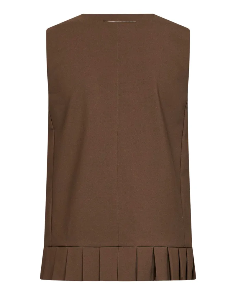 Maison Margiela Women's Vest, Virgin Wool Blend, Brown Polyester Tops Top Brown