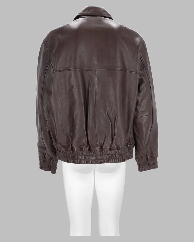 Studio Nicholson Leather Bomber Jacket — Brown Brown