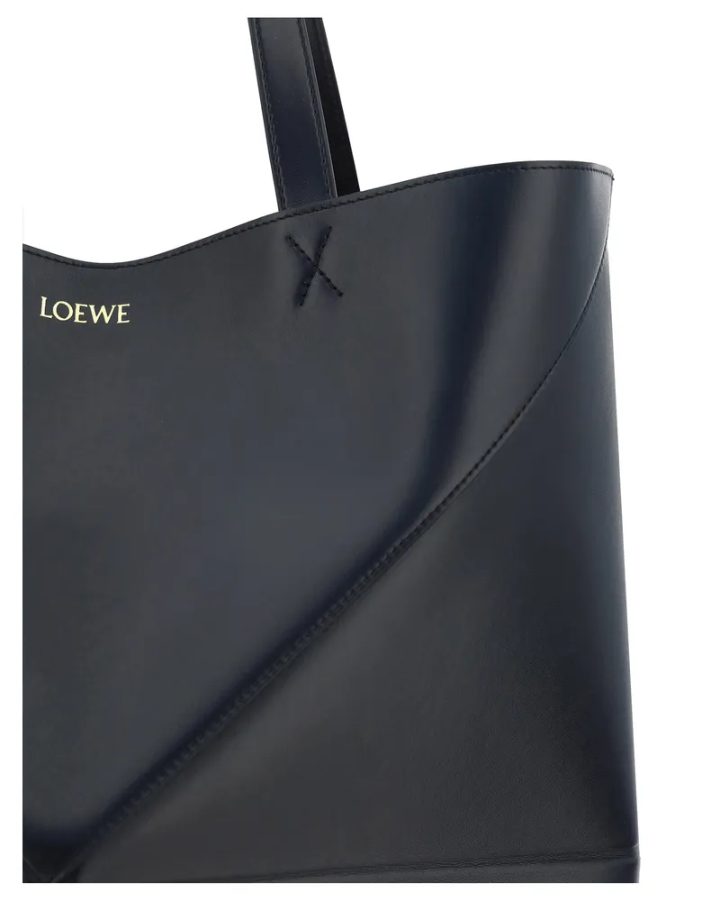 Loewe Puzzle XL Calfskin Leather Shoulder Bag — Black Black