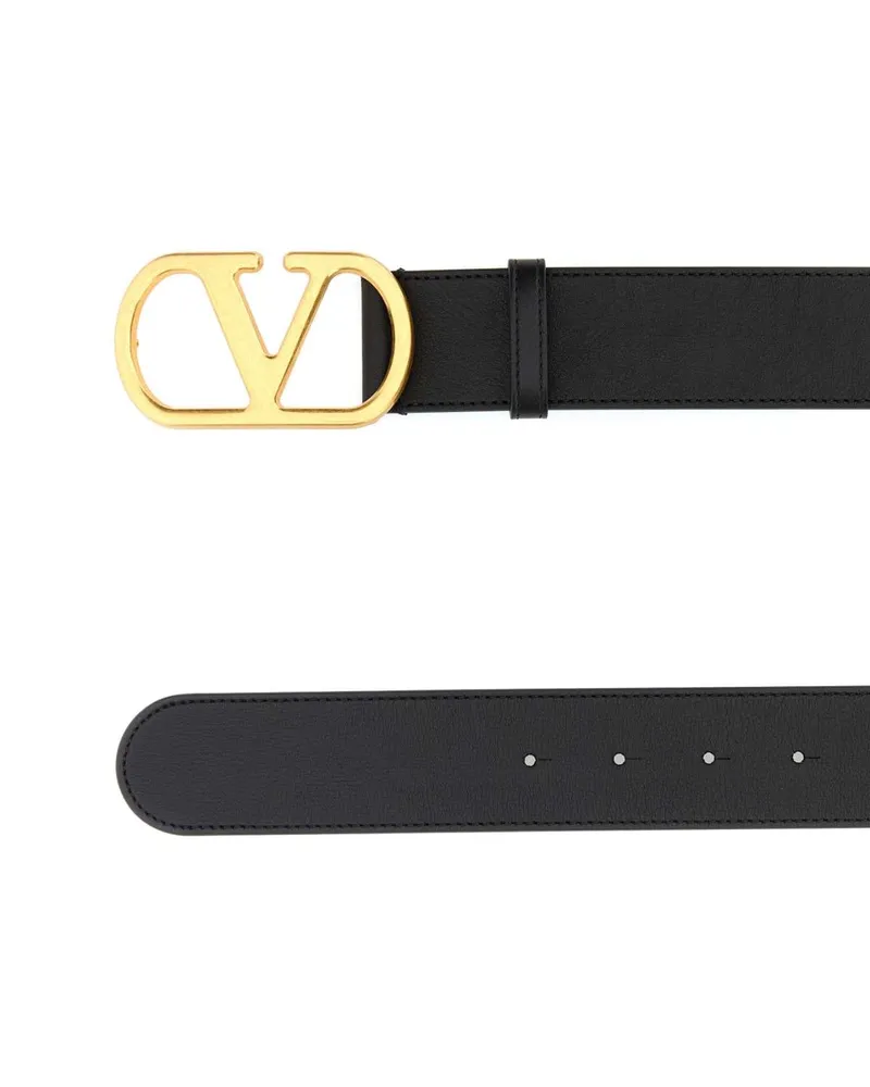 Valentino Garavani Men's Vlogo Belt Black Calf Leather Black