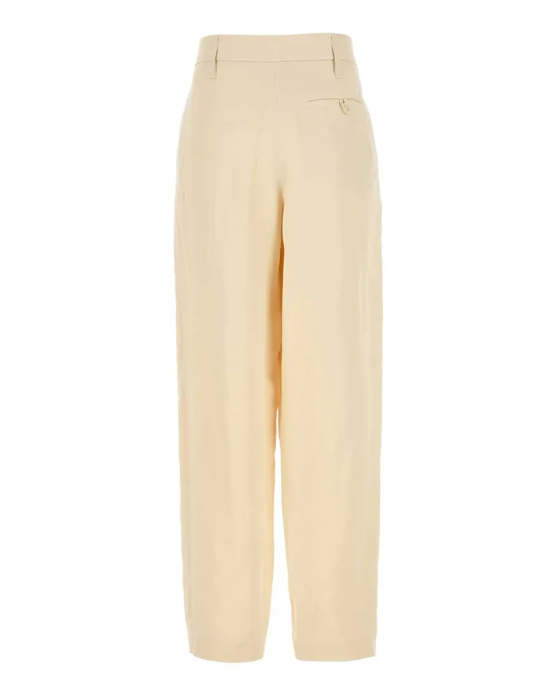 Stella McCartney Women's Cream Viscose Blend Wide-Leg Pant Buttermilk Exterior: Linen Pantaloni Trousers Beige