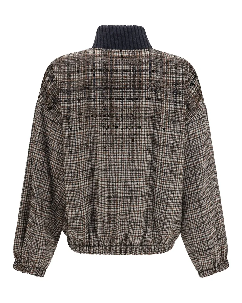 Brunello Cucinelli Women's Padded Jacket With Sequin Details Beige Tobacco Coat 