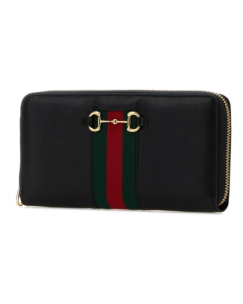 Gucci Women's Black Leather Wallet Blackvrvblack Calf Skin Portafogli Black