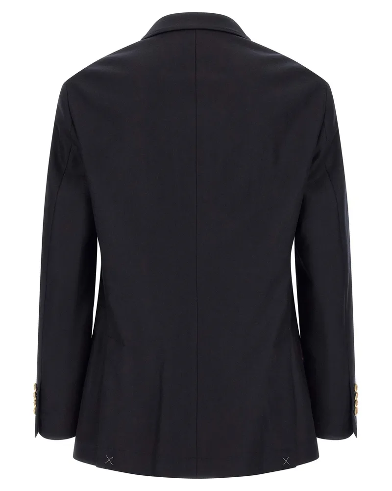 Brunello Cucinelli Double-Breasted Virgin Wool Blazer — Navy Navy