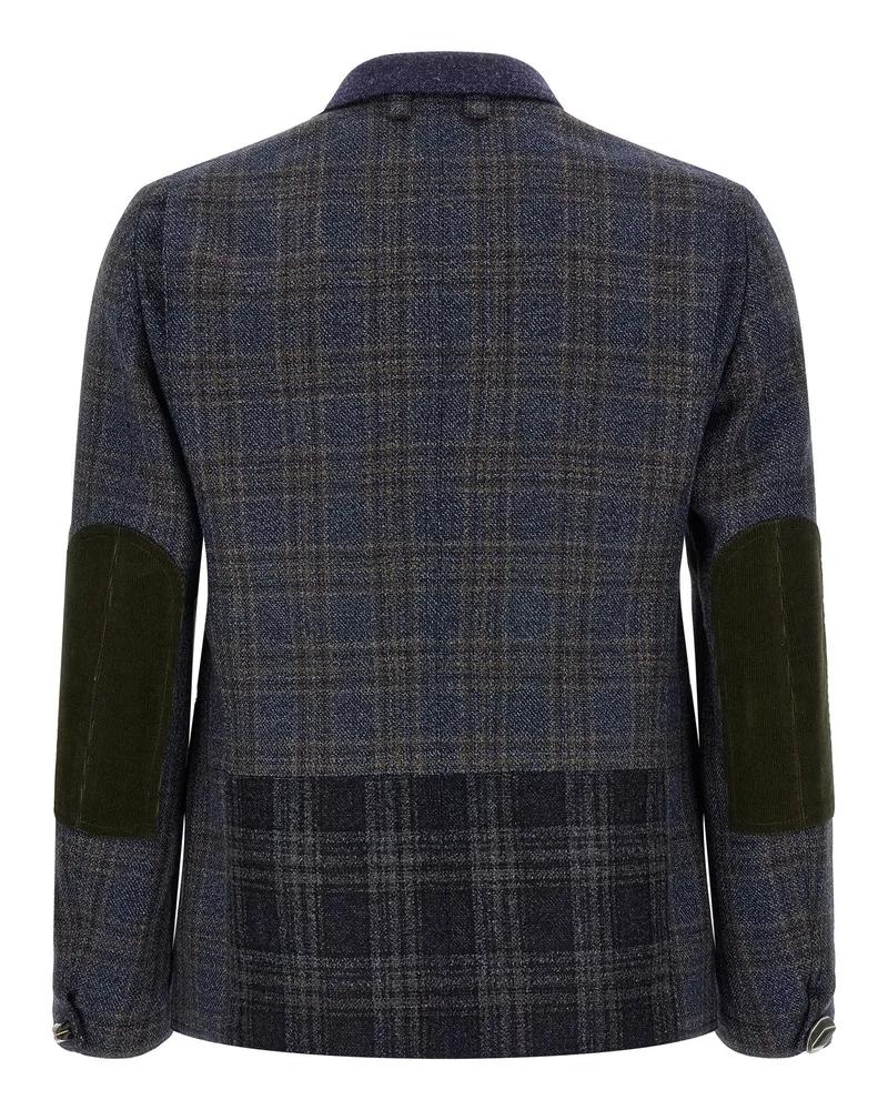 Junya Watanabe Patchwork Wool Blazer — Blue Blue