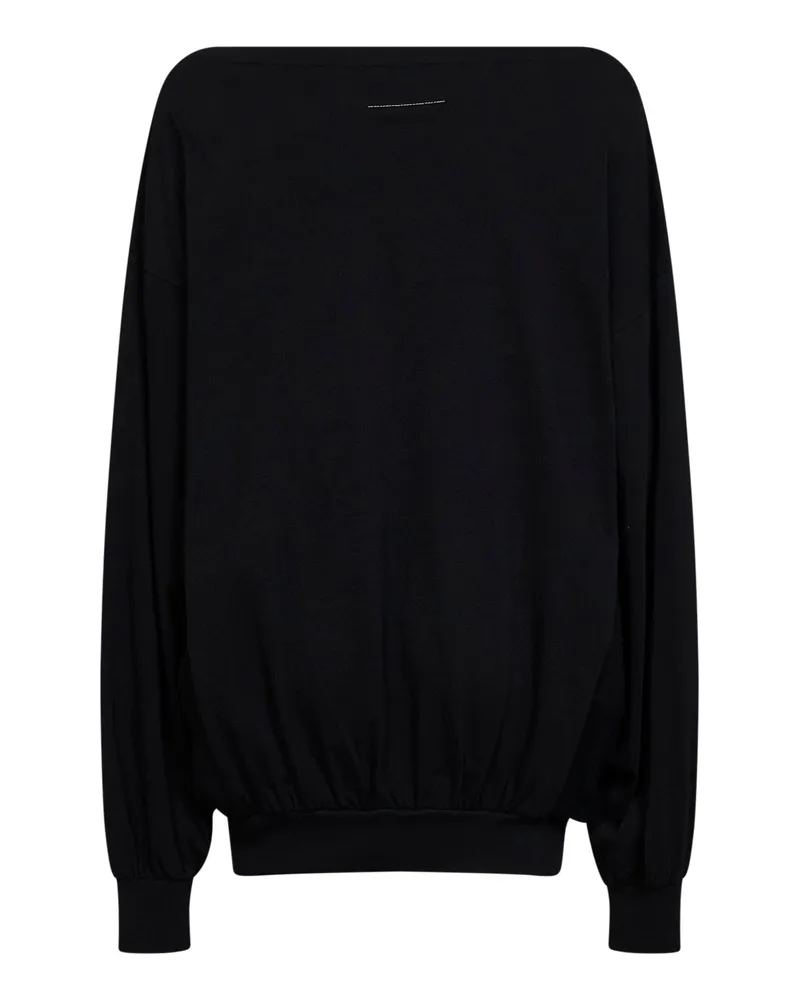 Maison Margiela Women Top Off-The-Shoulder Jersey Black Cotton Knitwear Sweater Black