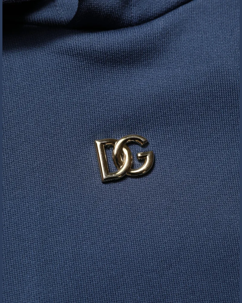 Dolce & Gabbana Men's Blue Cotton Coral Logo Hooded Sweatshirt Sweater Clothing Navy