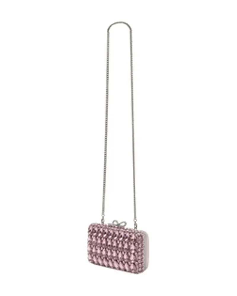 Self-Portrait Women's Crystal Clutch - Self Portrait Shearling Pink Bags Clutches Pink