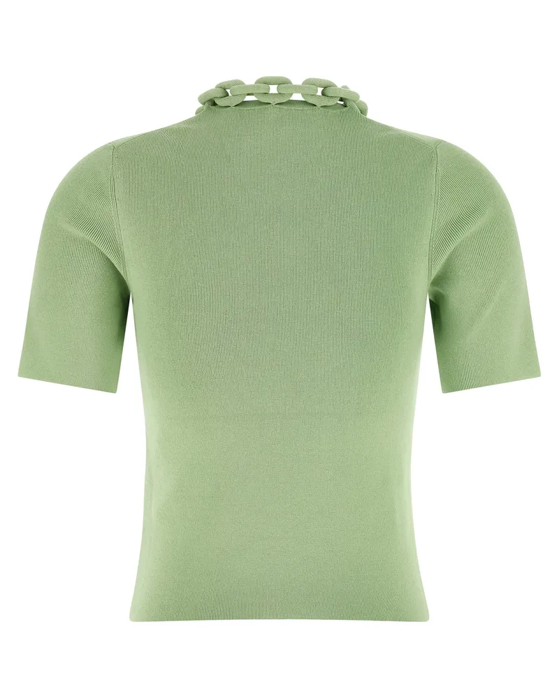 Paco Rabanne Women's Bicolor Textile T-Shirt Green