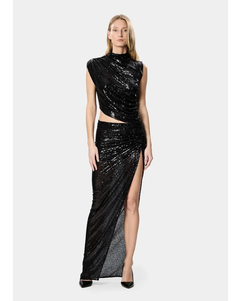 Amazuìn Women's Long Dress With Sequins Black Polyester Black