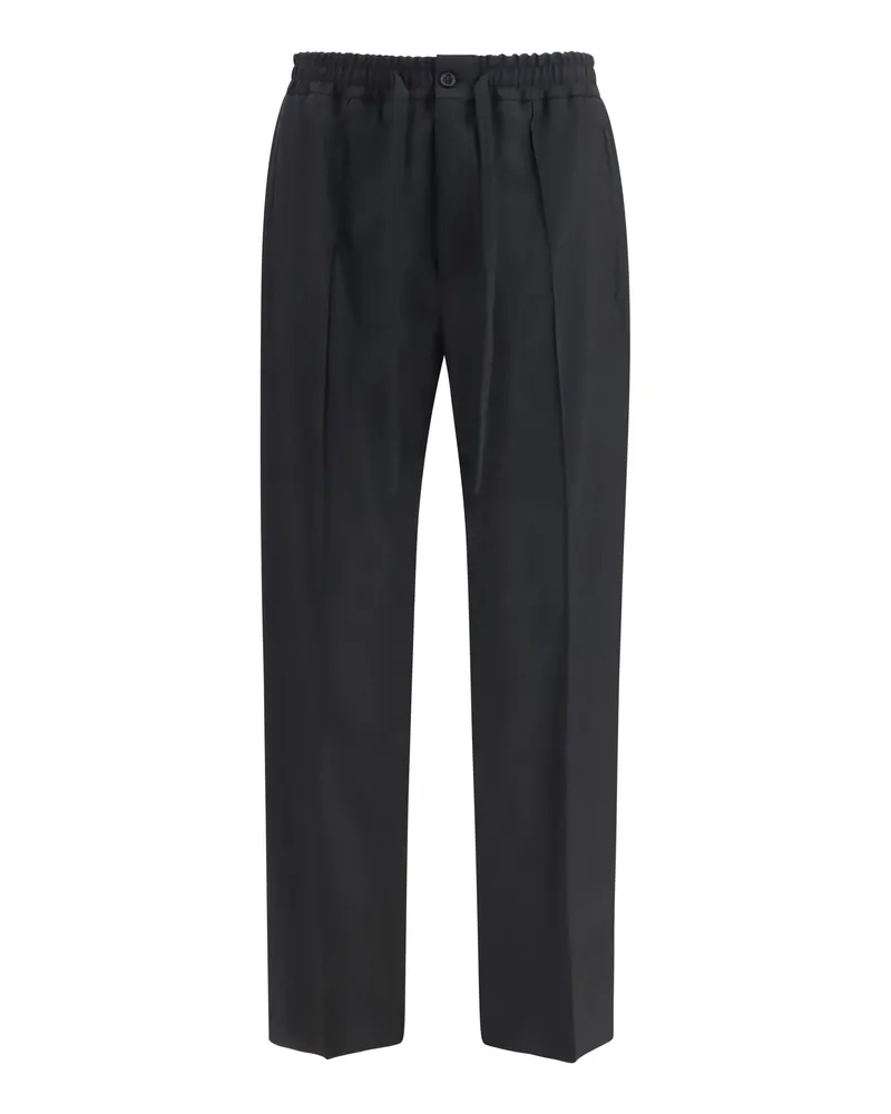 Valentino Garavani Men's Cotton Gabardine Vlogo Pants Black Trousers Black