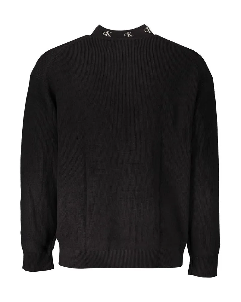 Calvin Klein Embroidered Logo Cotton Sweater — Black Black