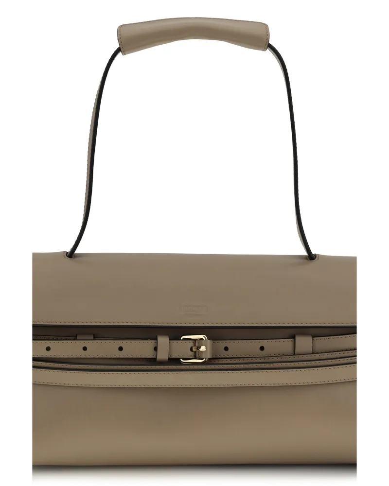Moschino Women's Shoulder Bag Tie Me Beige Calf Leather Handbags Hand Beige