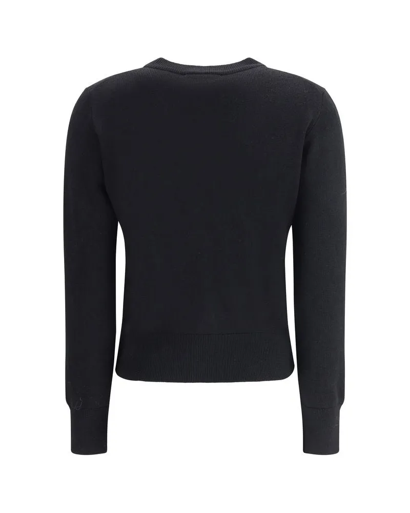 AMI Paris Women's Black Merino Wool Cardigan Clothing Black