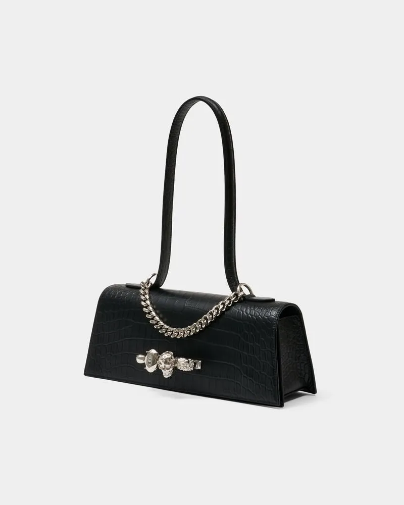 Alexander McQueen Women's Jewelled Top Handle Shoulder Bag -  Leather Black Calfskin Shoulder-Hobo-Bags Black