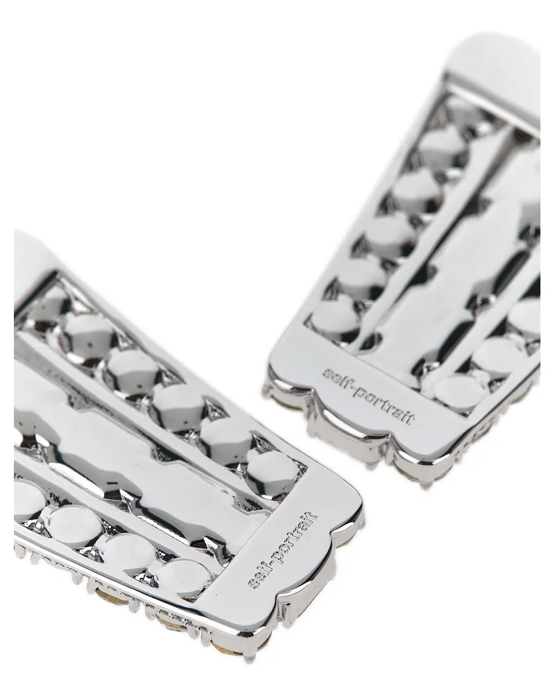Self-Portrait Multi-Crystal Earrings — Silver Silver
