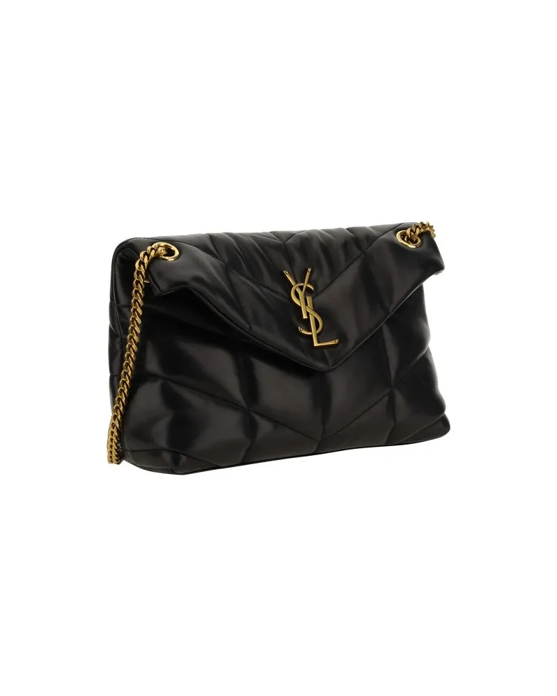 Saint Laurent Quilted Lambskin Shoulder Bag — Black Black