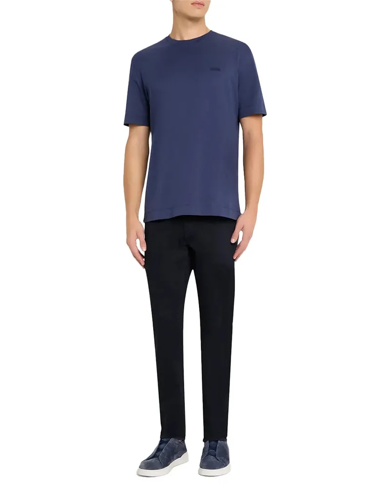 Ermenegildo Zegna Crewneck Cotton T-Shirt — Navy Navy