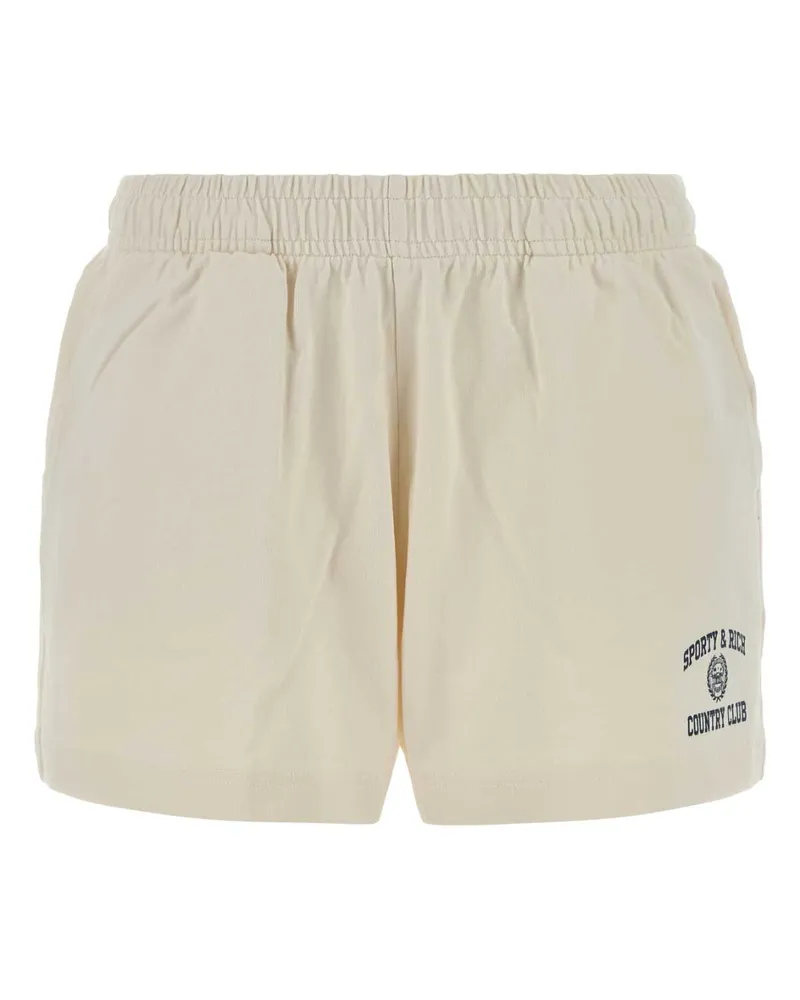 SPORTY & RICH Women Ivory Cotton Shorts Ecru Exterior Beige
