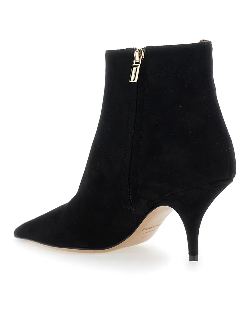 Ferragamo Women's Black Ankle Boots With Cut-Out Detail Goat Black