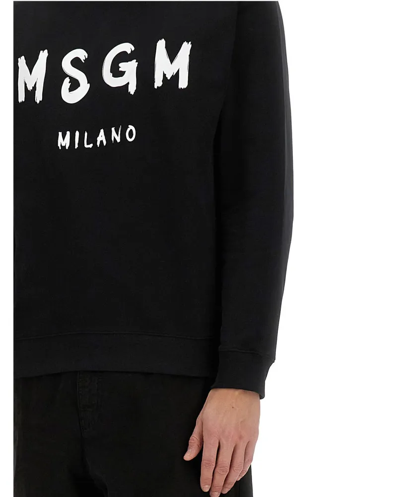 MSGM Cotton Jersey Sweatshirt — Black Black