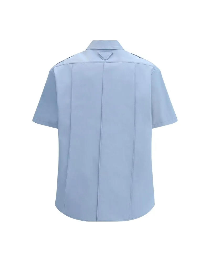 Prada Women's Blue Cotton Shortsleeve Shirt Blue