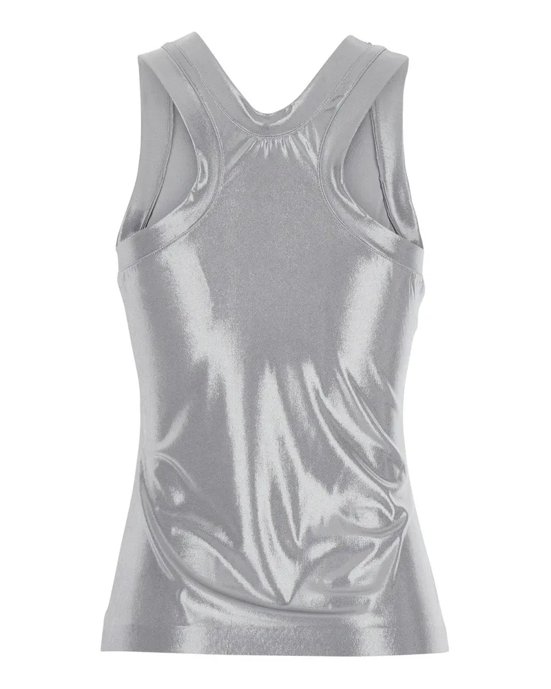 Norma Kamali Metallic Cotton T-Shirt — Silver Silver
