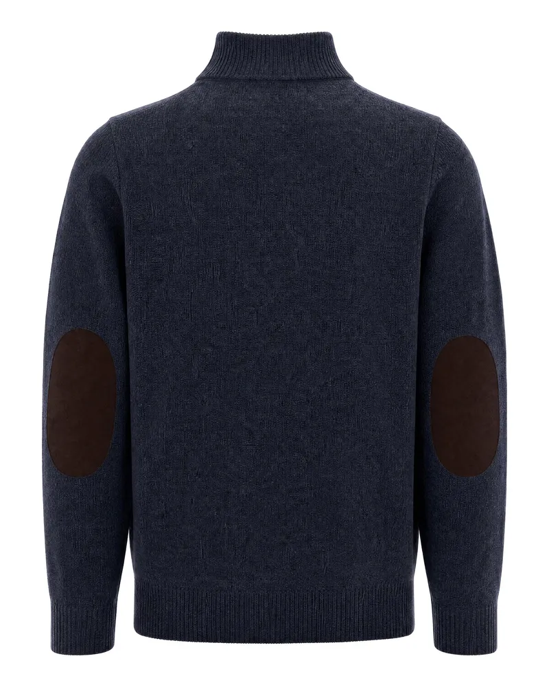 Barbour Men Half Zip Jumper Essential Patch Dark Indigo Wool Jumpers Sweater Navy