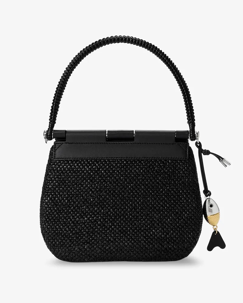 Loewe Women's Handbag Paulas Ibiza Pescador Raffia Black Leather Handbags Hand Bags Black