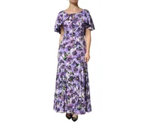 Purple Floral Silk Dress — Purple