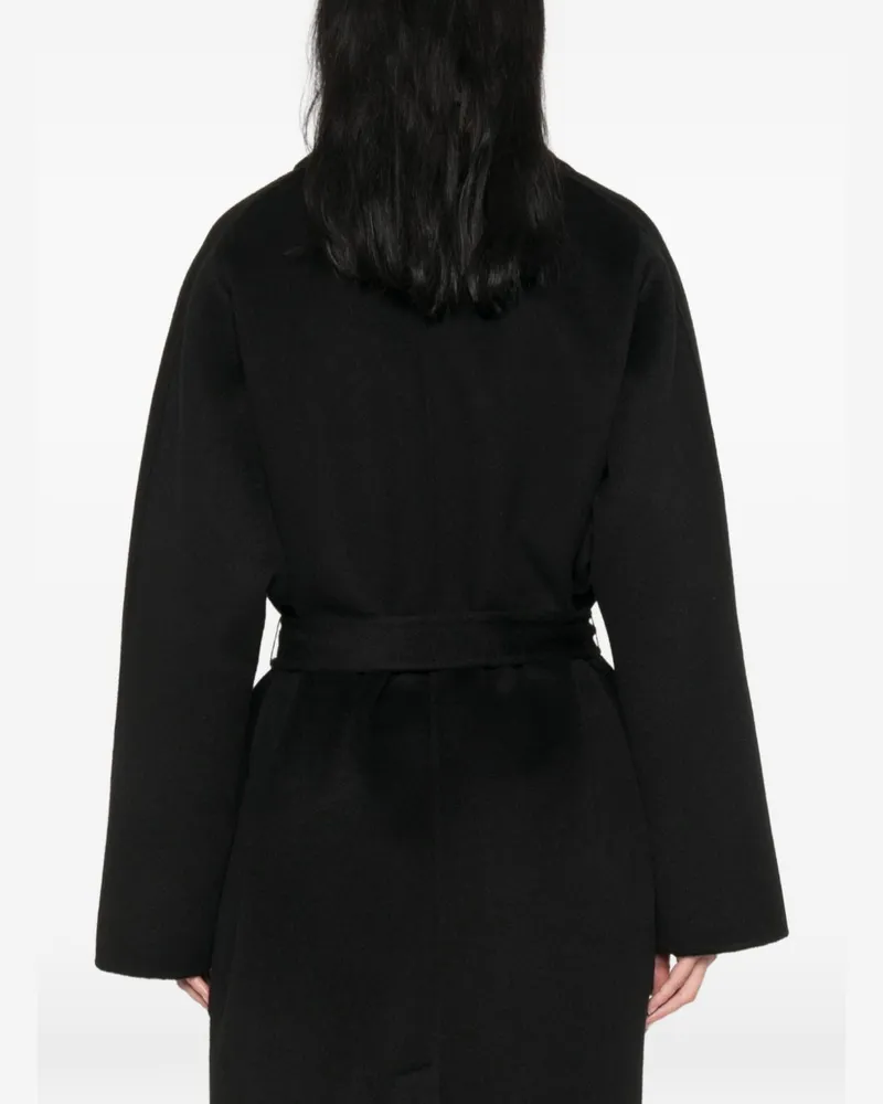 Elisabetta Franchi Double-Breasted Wool Coat — Black Black