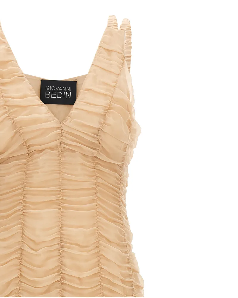 Giovanni Bedin Women's Multicolor Silk Long Dress Beige