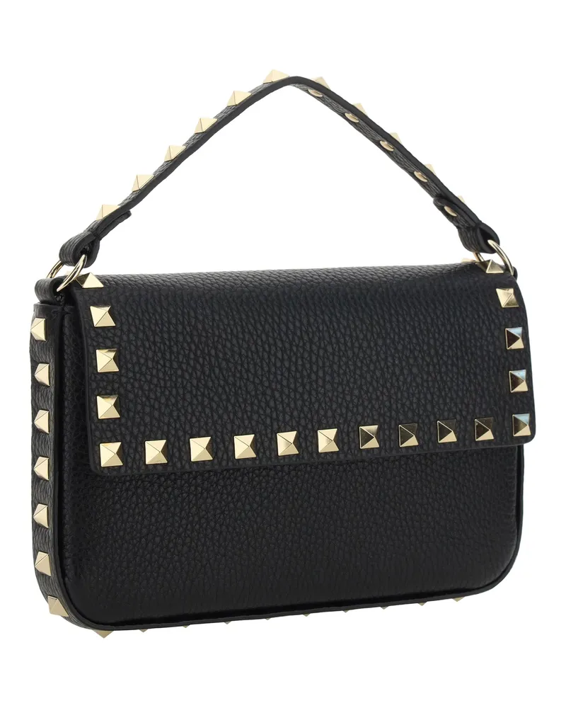 Valentino Garavani Women's Rockstud Mini Pouch Nero Calf Leather Bos Taurus Shoulder Bags Black