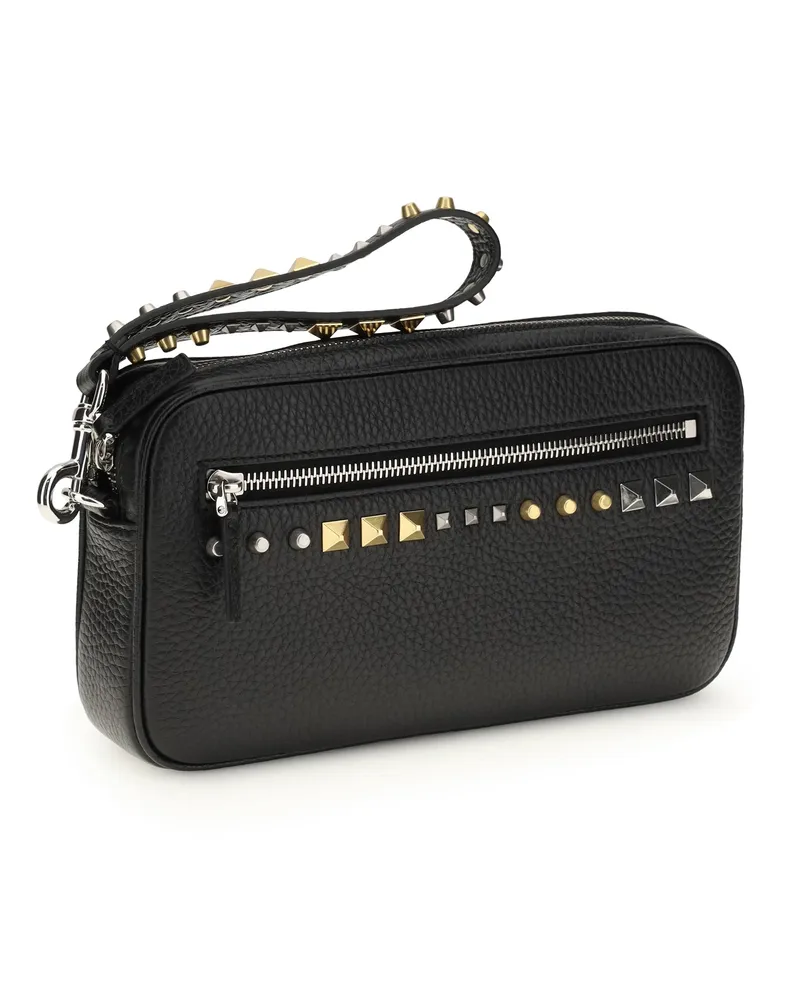 Valentino Garavani Men's Rockstud Clutch Bag Nero Calf Leather Bos Taurus Beauty Cases Black