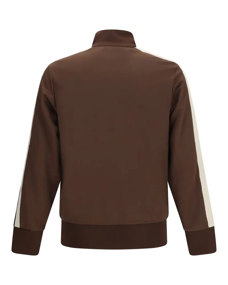 Palm Angels Men Classic Logo Track Jacket Brown Off White Polyester; Elastane Brown