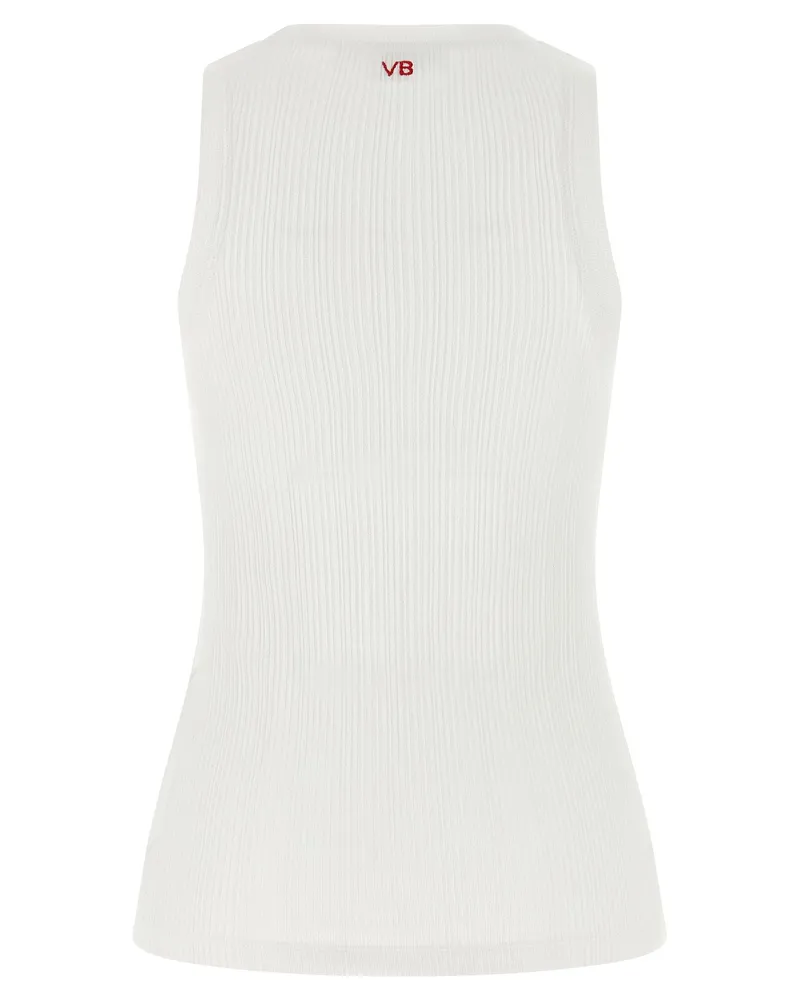 Victoria Beckham Ribbed Stretch Cotton Tank Top — White White