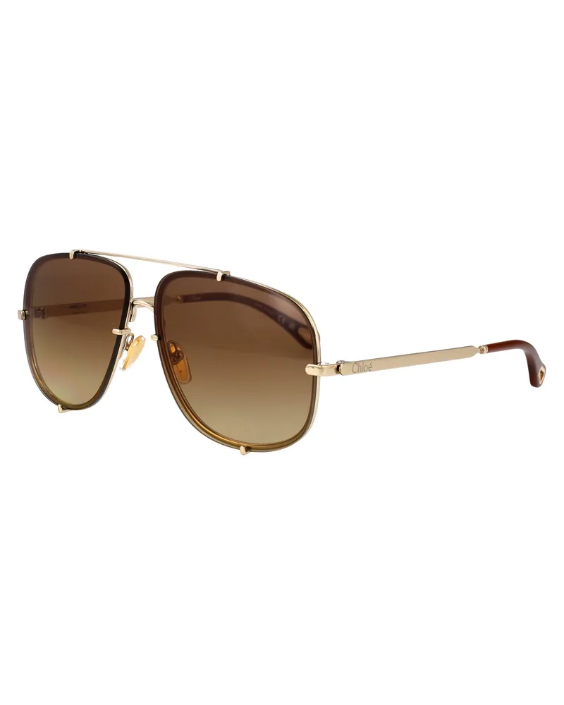 Chloé CH0348S Metal Frame Sunglasses — Gold Gold