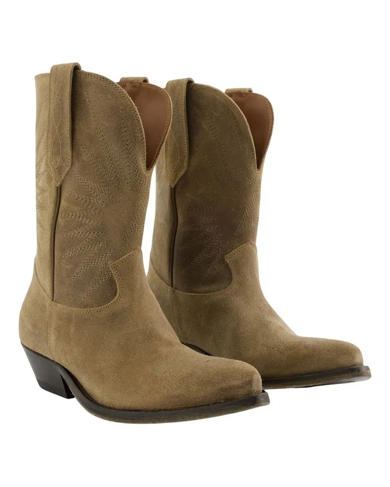 Golden Goose Women's Wish Star Low Ankle Boots -  Leather Khaki Cowhide Shoes Ankle-Boots Khaki
