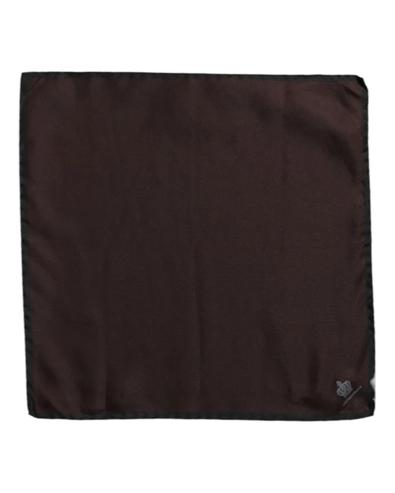 Dolce & Gabbana Brown Dg Crown Silk Square Men Foulard Scarf Brown