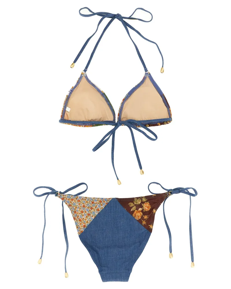 Zimmermann Cotton Patchwork Bikini — Blue Blue