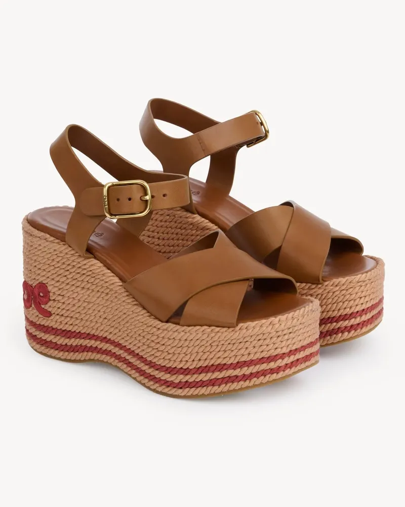 Chloé Women's Sandales Compensées Camel Pink Sandal Brown